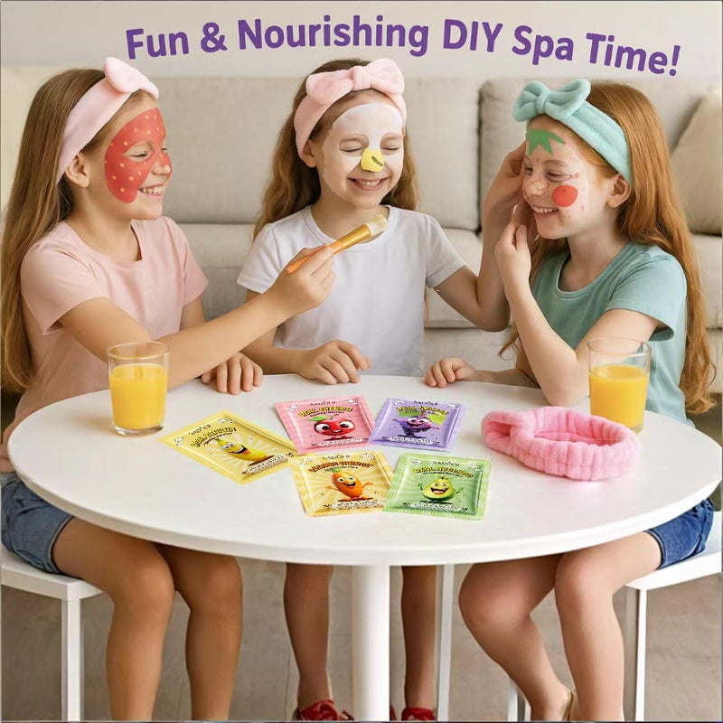 BANGFENG 10 Pack Fruit Face Masks for Kids – Ultimate Spa Day Kit for Girls Ages 8-12, Adorable Natural Facial Masks, Party Favors & DIY Spa Kit, Creative, Fun, Nourishing Self-Care Experiences - Image 3